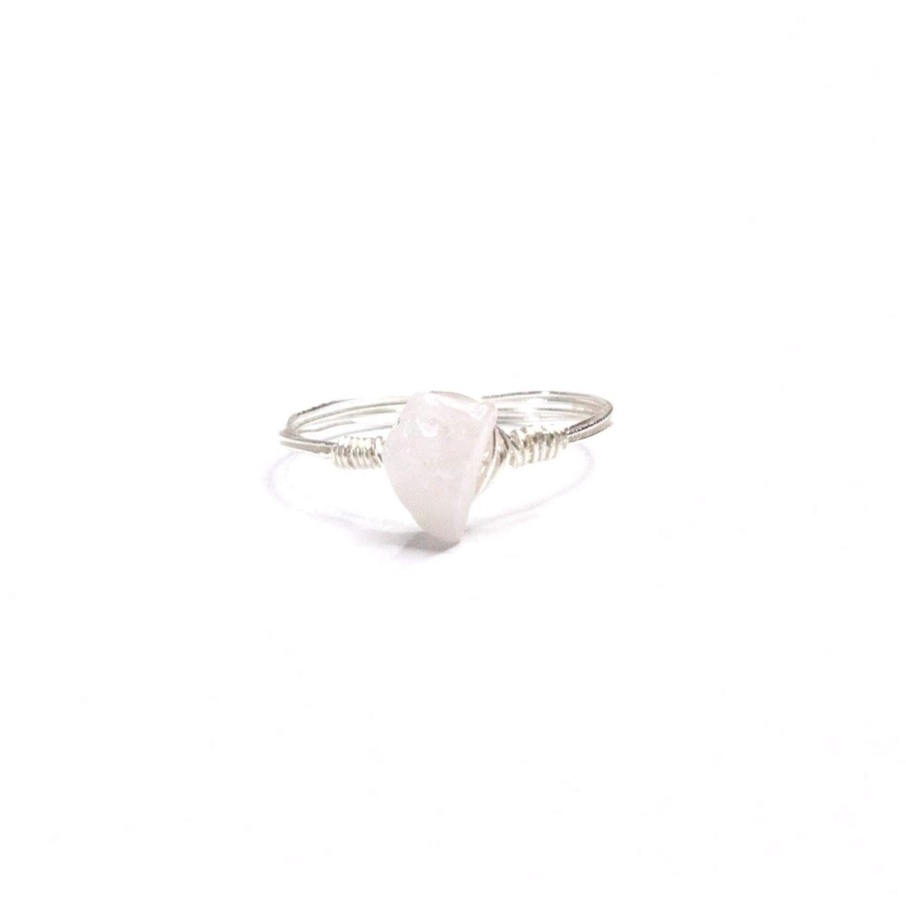Bohemian Silver Wire Wrapped Rose Quartz Ring